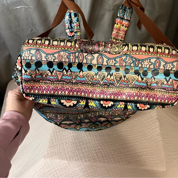 New SAKROOTS Multicolor Aqua Coated Canvas Large Rockaway Cargo Backpack Boho main image 7